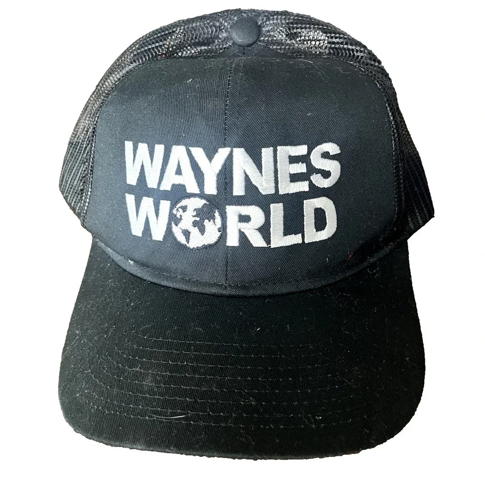 Vintage Otto Waynes World Snapback Trucker Black Hat Cap 90s Movie Costume